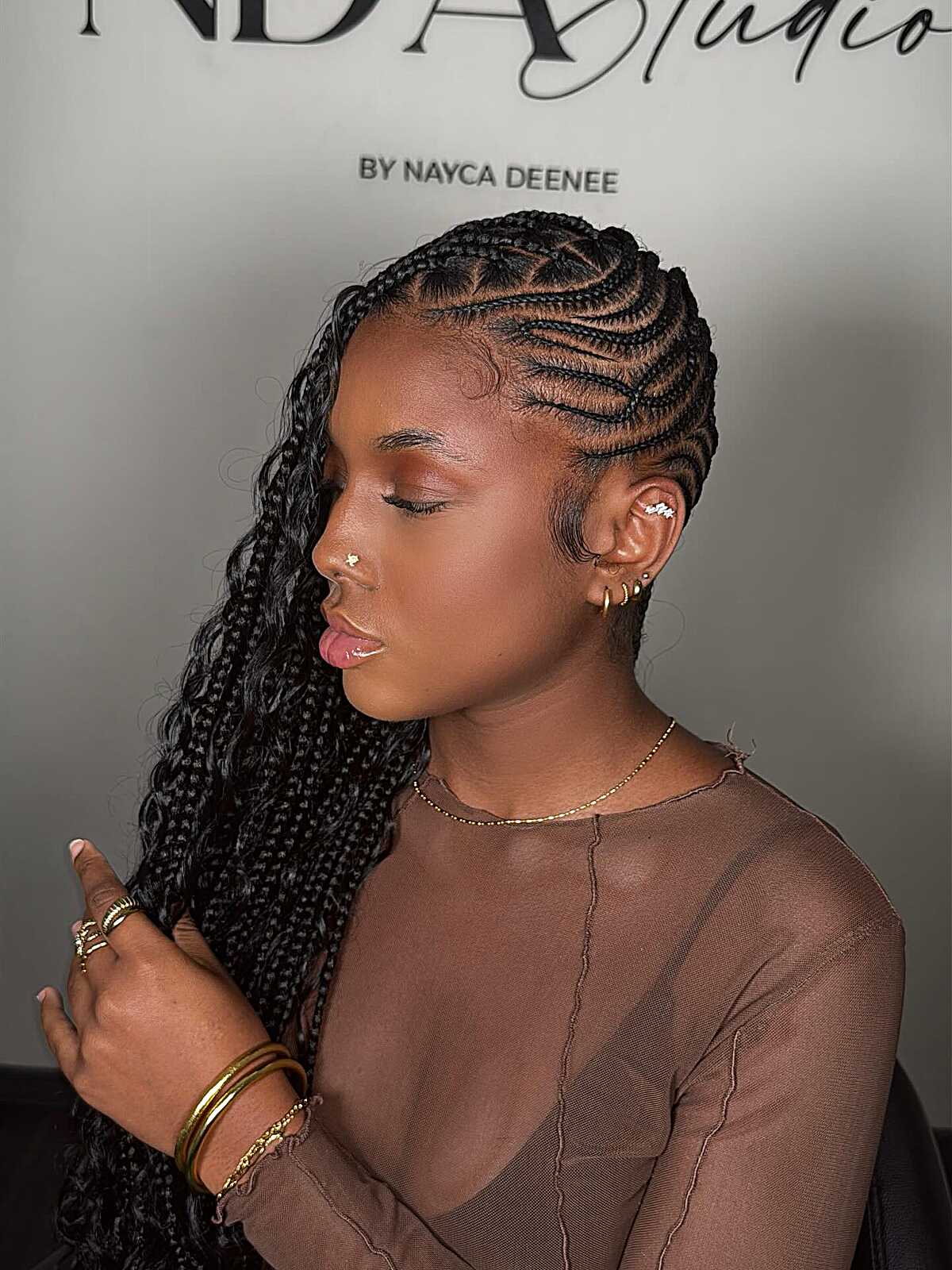 Side Part Cornrows To Mid-Back Box Braids Side Part Cornrows To Mid-Back Box Braids — Simple Tribal Braids Hairstyles