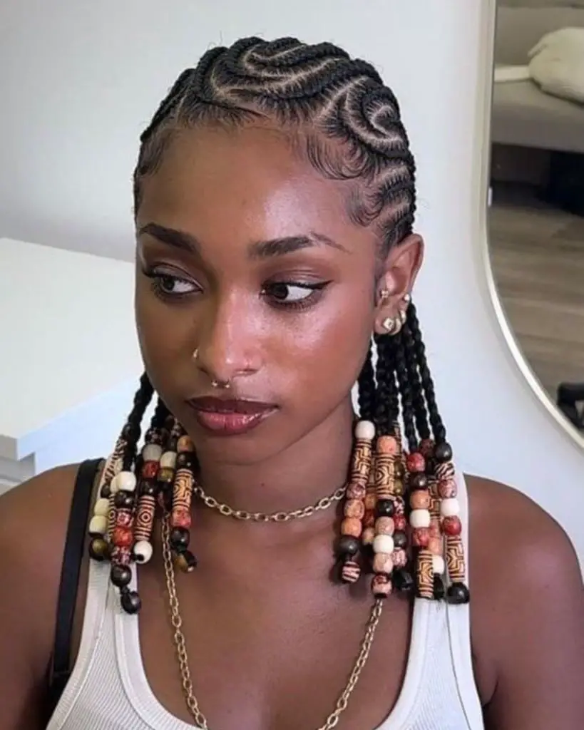 Shoulder Length Black Box Braids With Beaded Ends Shoulder Length Black Box Braids With Beaded Ends — Simple Tribal Braids Hairstyles