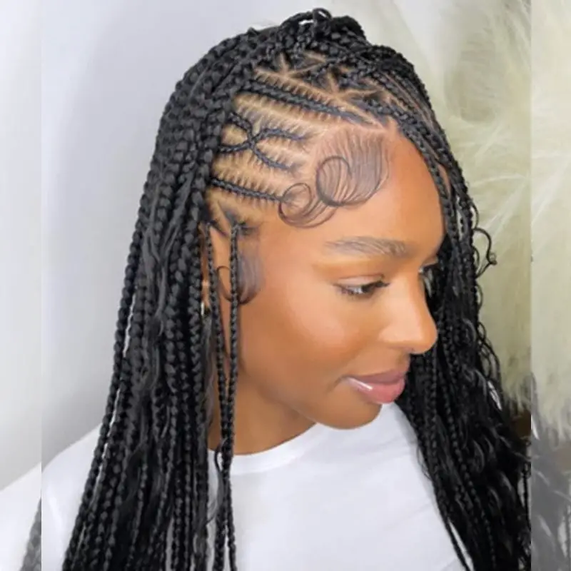 Thick Mid-Back Tribal Braids With Geometric Scalp Patterns Thick Mid-Back Tribal Braids With Geometric Scalp Patterns — Simple Tribal Braids Hairstyles