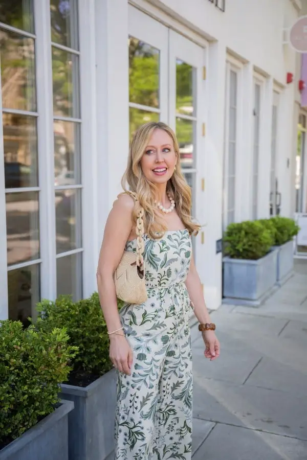 Floral Print Strapless Jumpsuit — Simple Under Outfits