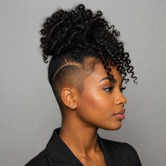 Thick Curly Black Hair Updo With Line Undercut Thick Curly Black Hair Updo With Line Undercut — Simple Undercut Hairstyles