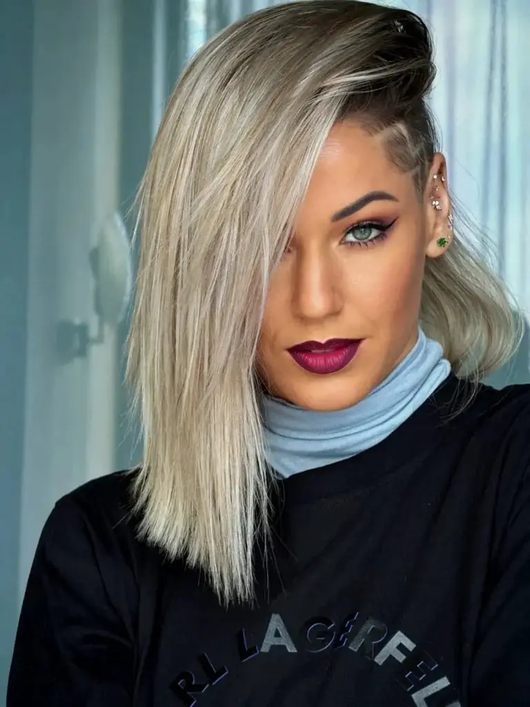 Platinum Blonde Bob With Asymmetrical Undercut, Collarbone Platinum Blonde Bob With Asymmetrical Undercut, Collarbone — Simple Undercut Hairstyles