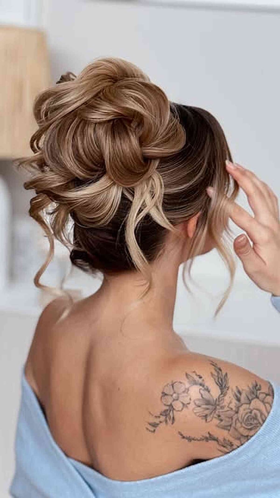 Voluminous Ash Blonde Textured Updo, Mid-Back Voluminous Ash Blonde Textured Updo, Mid-Back — Simple Updo Hair