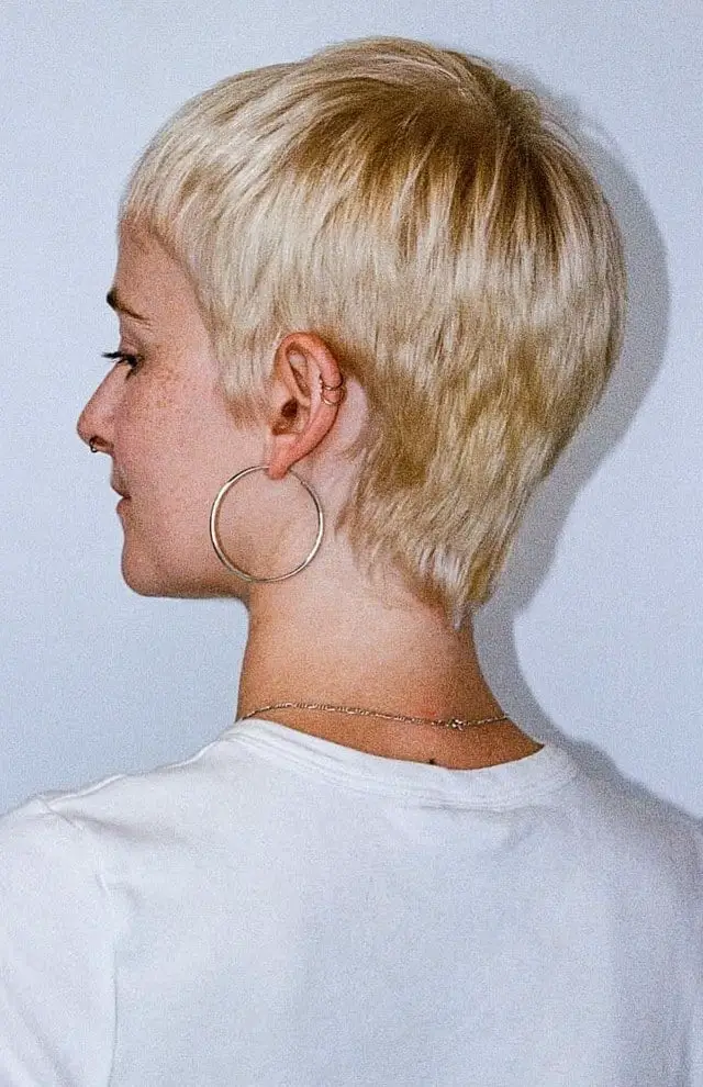 Short Pixie Vanilla Blonde With Textured Bangs Short Pixie Vanilla Blonde With Textured Bangs — Simple Vanilla Blonde