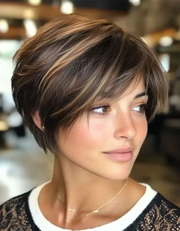 Short Pixie Bob With Side Swept Bangs — Simple Volume Hair