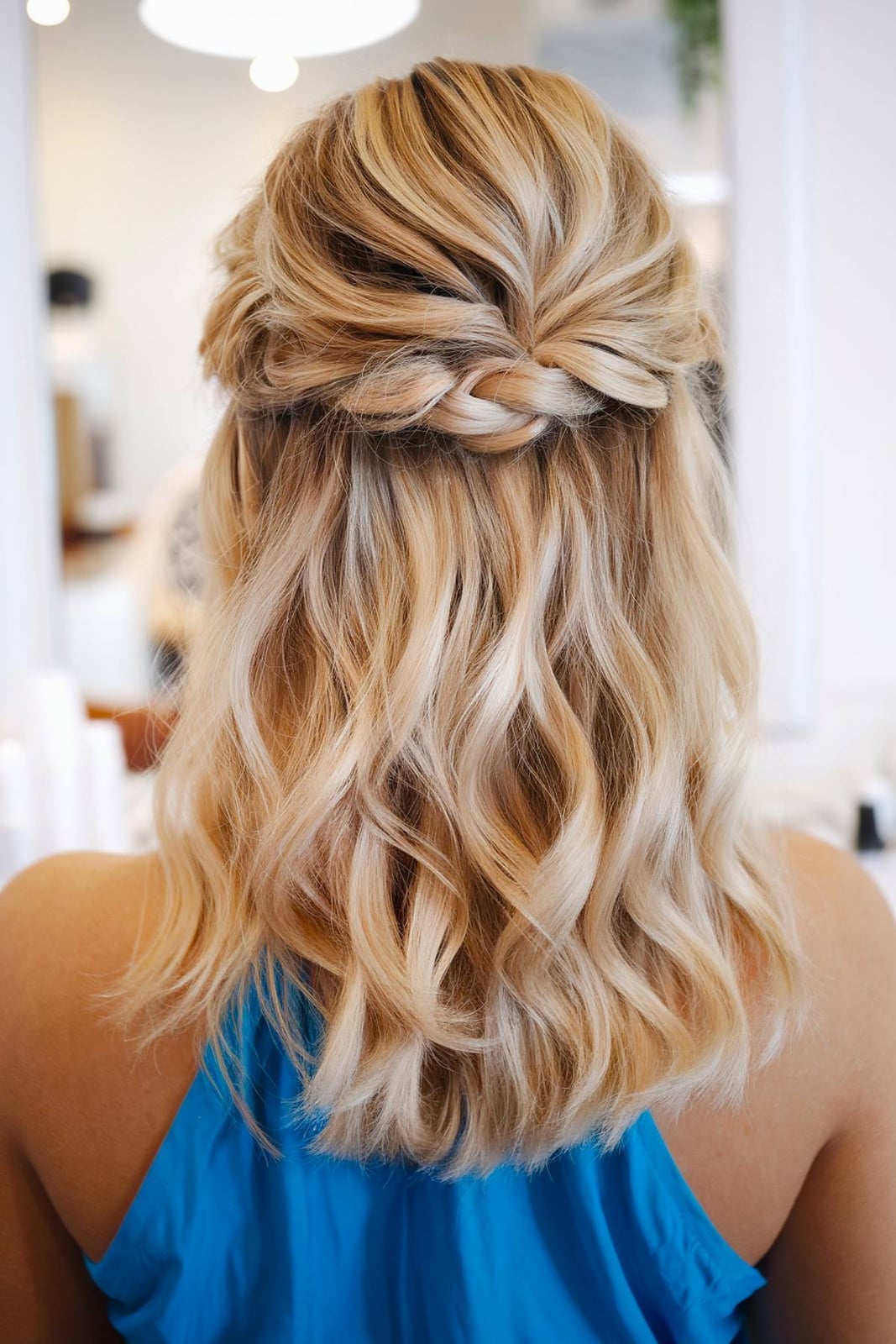 Half-Up Collarbone Waves With Braid — Simple Waves Hair