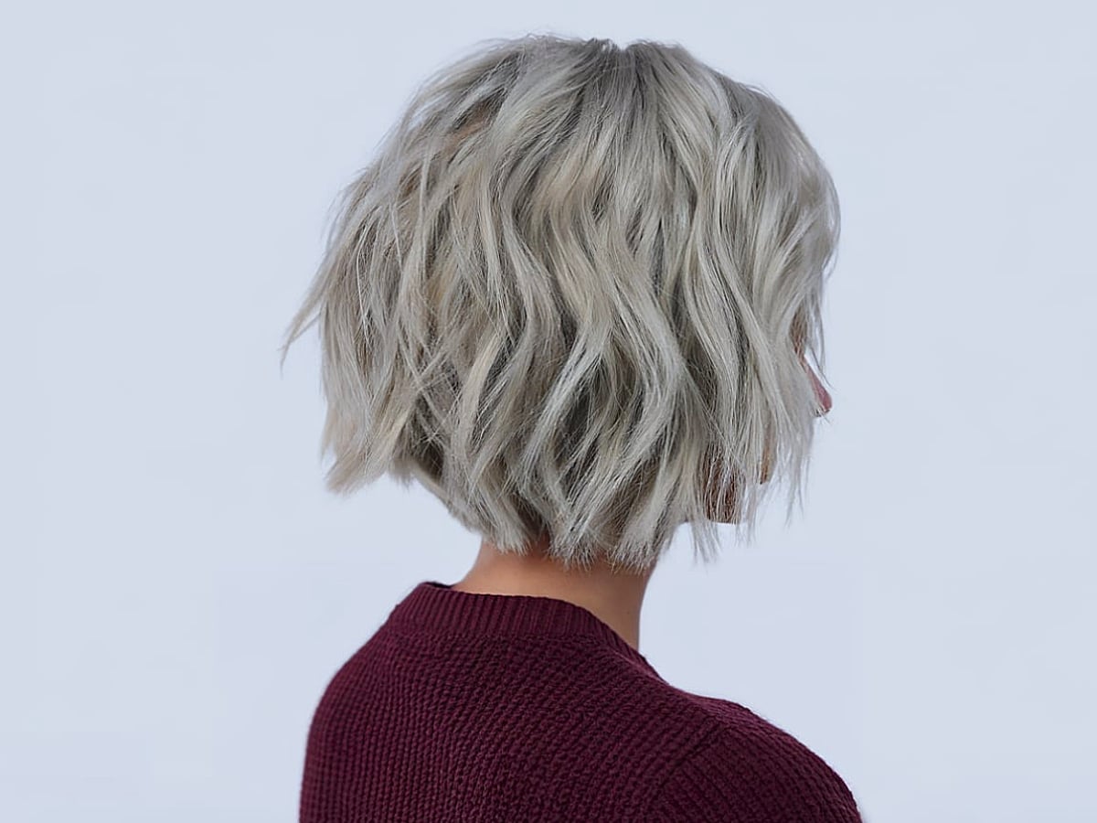 Textured Ash Blonde Chin Bob Waves — Simple Waves Hair
