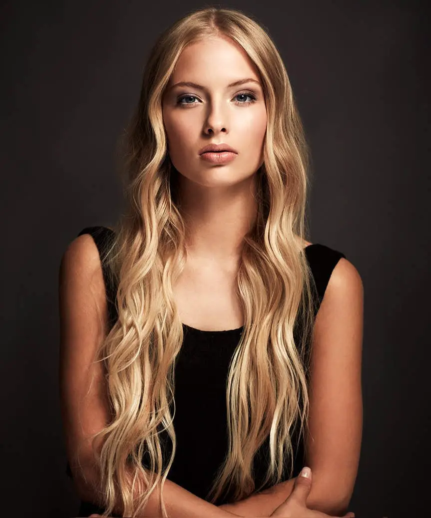 Glossy Platinum Blonde Long Waves — Simple Waves Hair