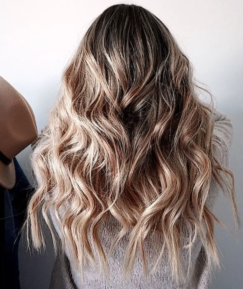 Thick Mid-Back Waves With Blonde Balayage — Simple Waves Hair
