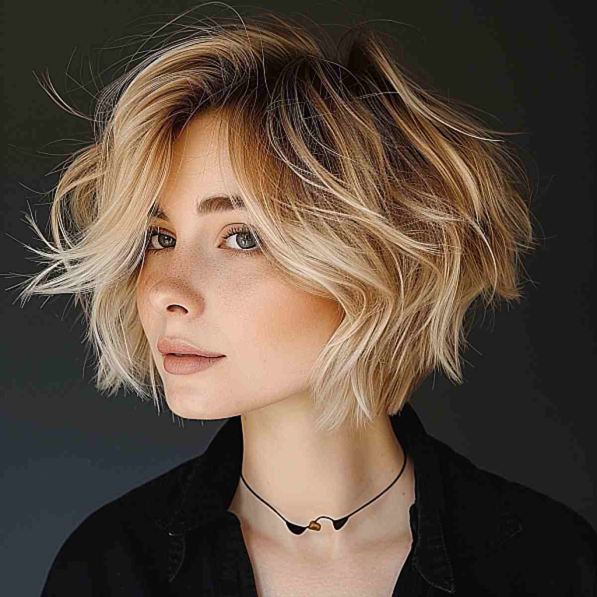 Chin Shag Bob With Blonde Balayage Chin Shag Bob With Blonde Balayage — Simple Wavy Haircuts