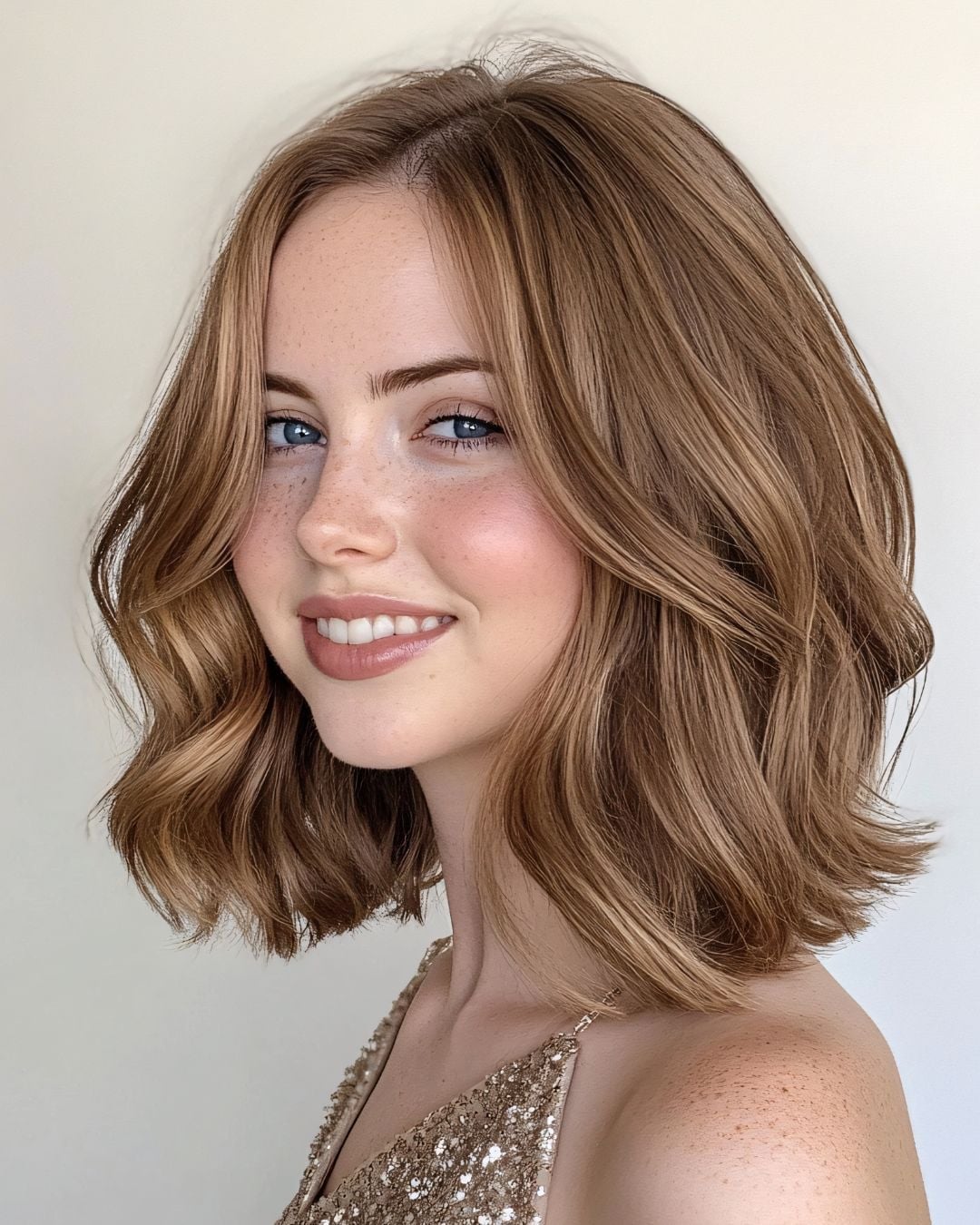 Chin Length Angled Bob With Side Bangs Chin Length Angled Bob With Side Bangs — Simple Wavy Haircuts