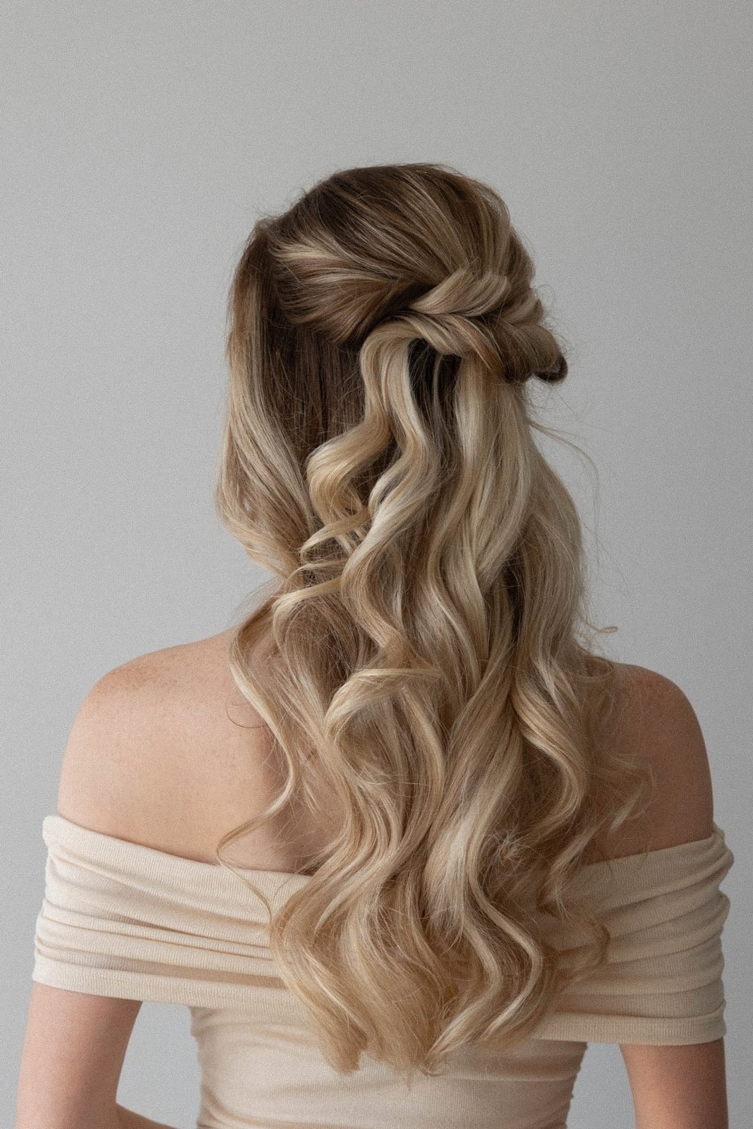 Blonde Twisted Half-Up With Curls — Simple Wedding Hairstyles for Long Hair