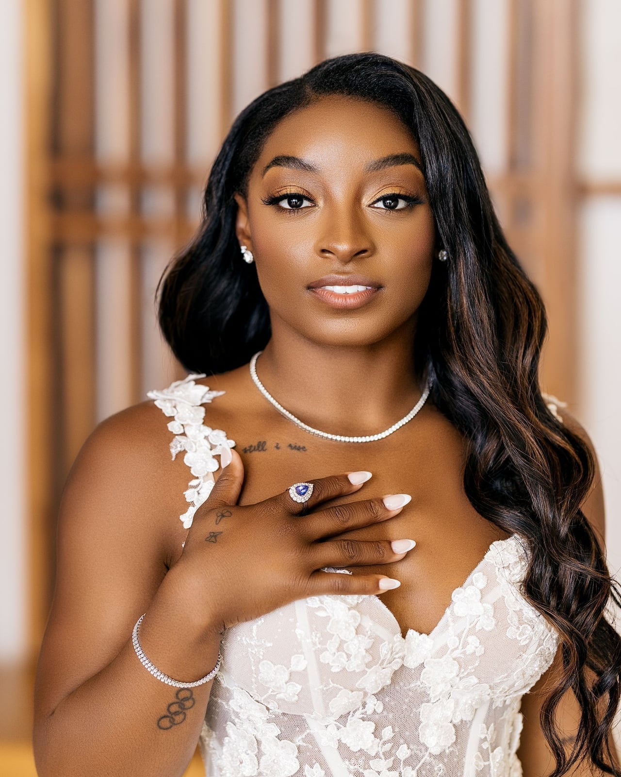 Dark Brown Half-Up With Caramel Highlights — Simple Wedding Hairstyles for Long Hair