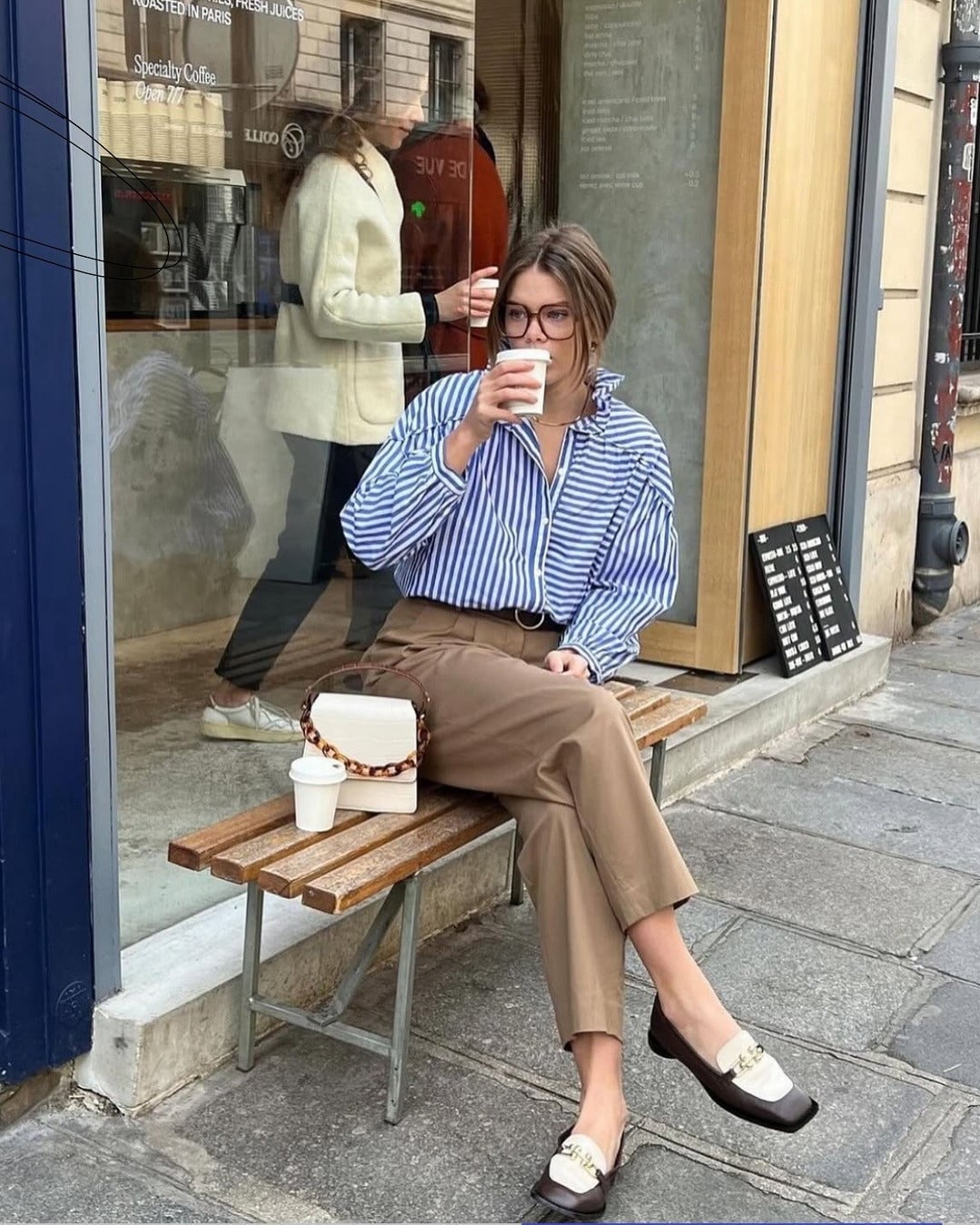 Oversized Striped Shirt with Wide Leg Trousers Oversized Striped Shirt with Wide Leg Trousers — Simple Weekend Outfits