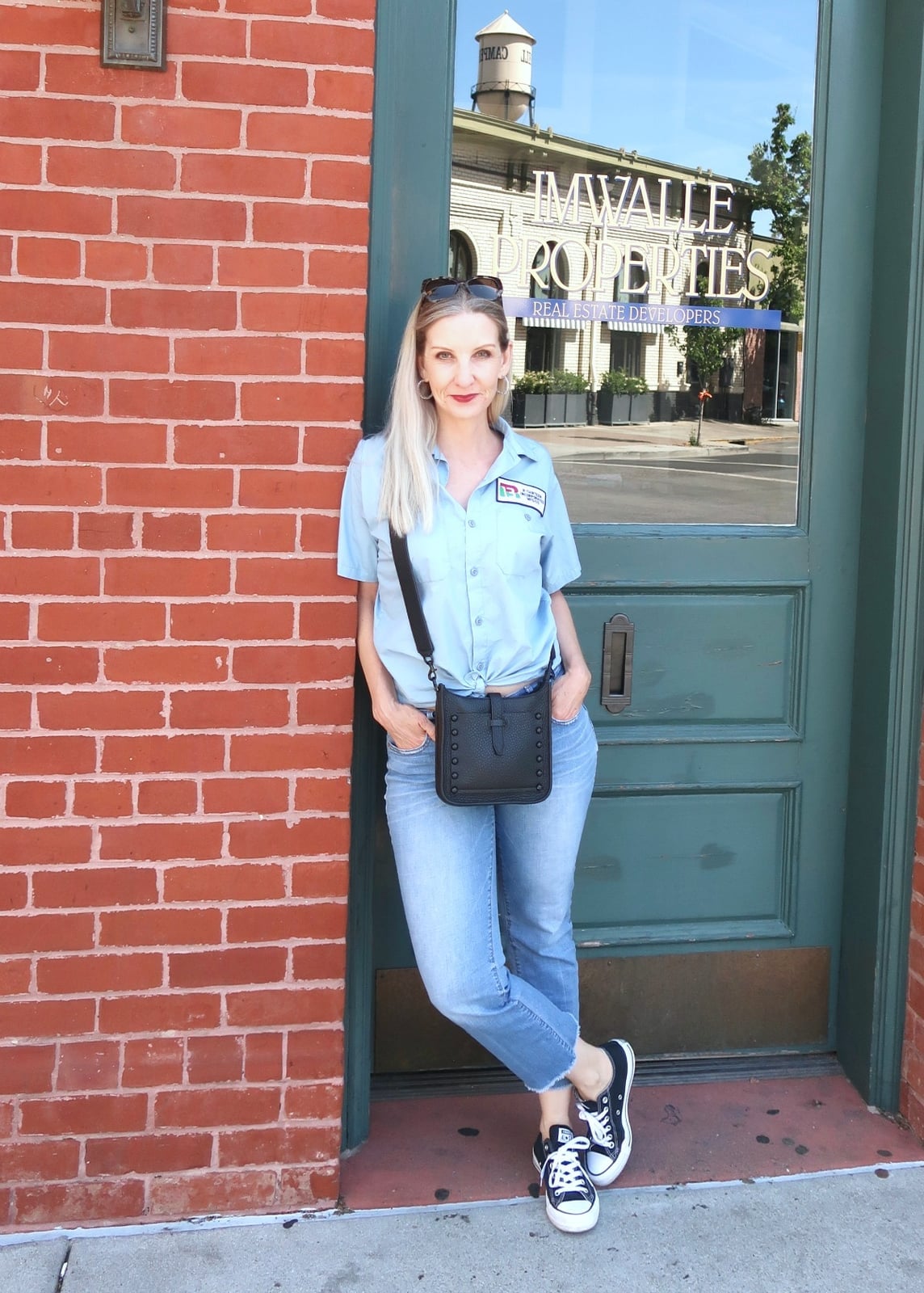 Tied Button-Up Shirt with Straight Leg Jeans Tied Button-Up Shirt with Straight Leg Jeans — Simple Weekend Outfits