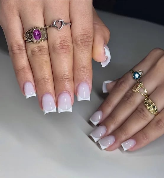 Medium Almond Perfectly Even French Medium Almond Perfectly Even French — Simple White French Tip Nails
