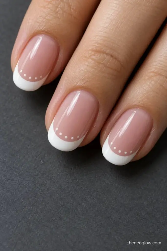 Square French Tips With Dot Detail Square French Tips With Dot Detail — Simple White French Tip Nails