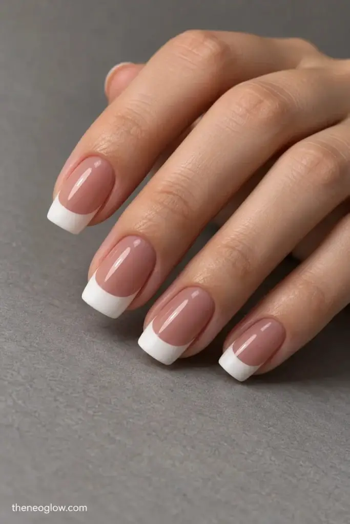 Short Square Sharp White French Tips Short Square Sharp White French Tips — Simple White French Tip Nails