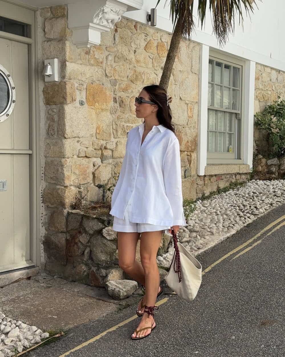 All White Linen Shirt And Shorts All White Linen Shirt And Shorts — Simple White Top Outfits