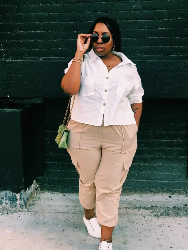 White Utility Shirt Over White Top White Utility Shirt Over White Top — Simple White Top Outfits