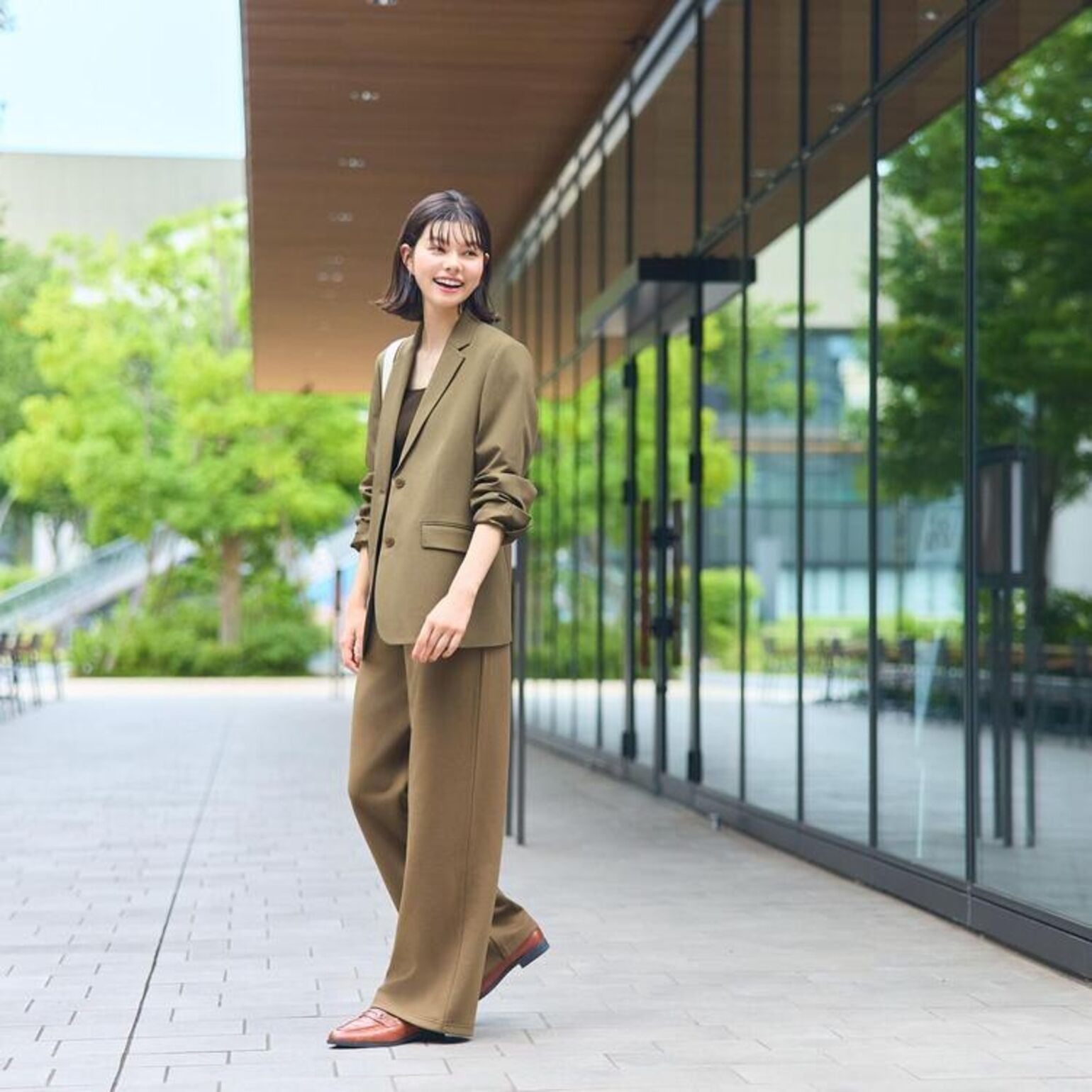 Olive Green Wide Leg Trousers Matching Suit Olive Green Wide Leg Trousers Matching Suit — Simple Wide Leg Pants Outfits