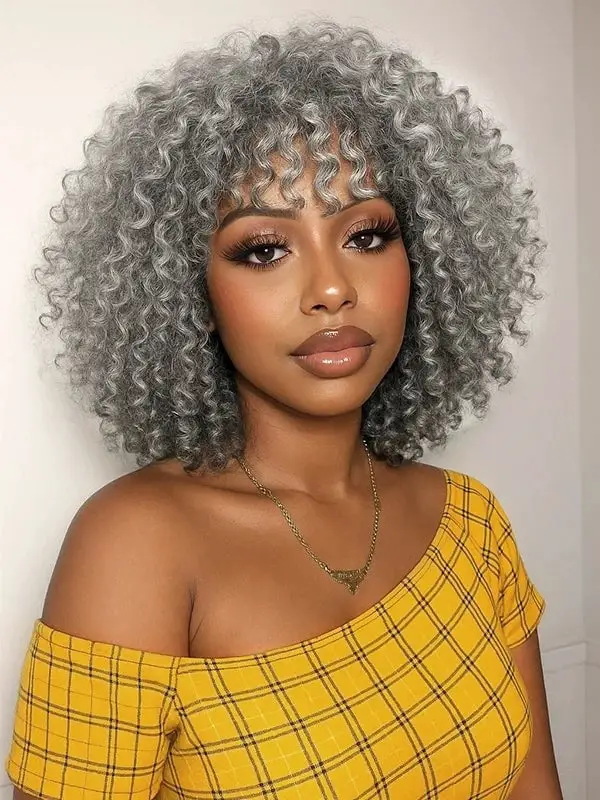 Collarbone Bob With Curly Bangs — Simple Wig Hair