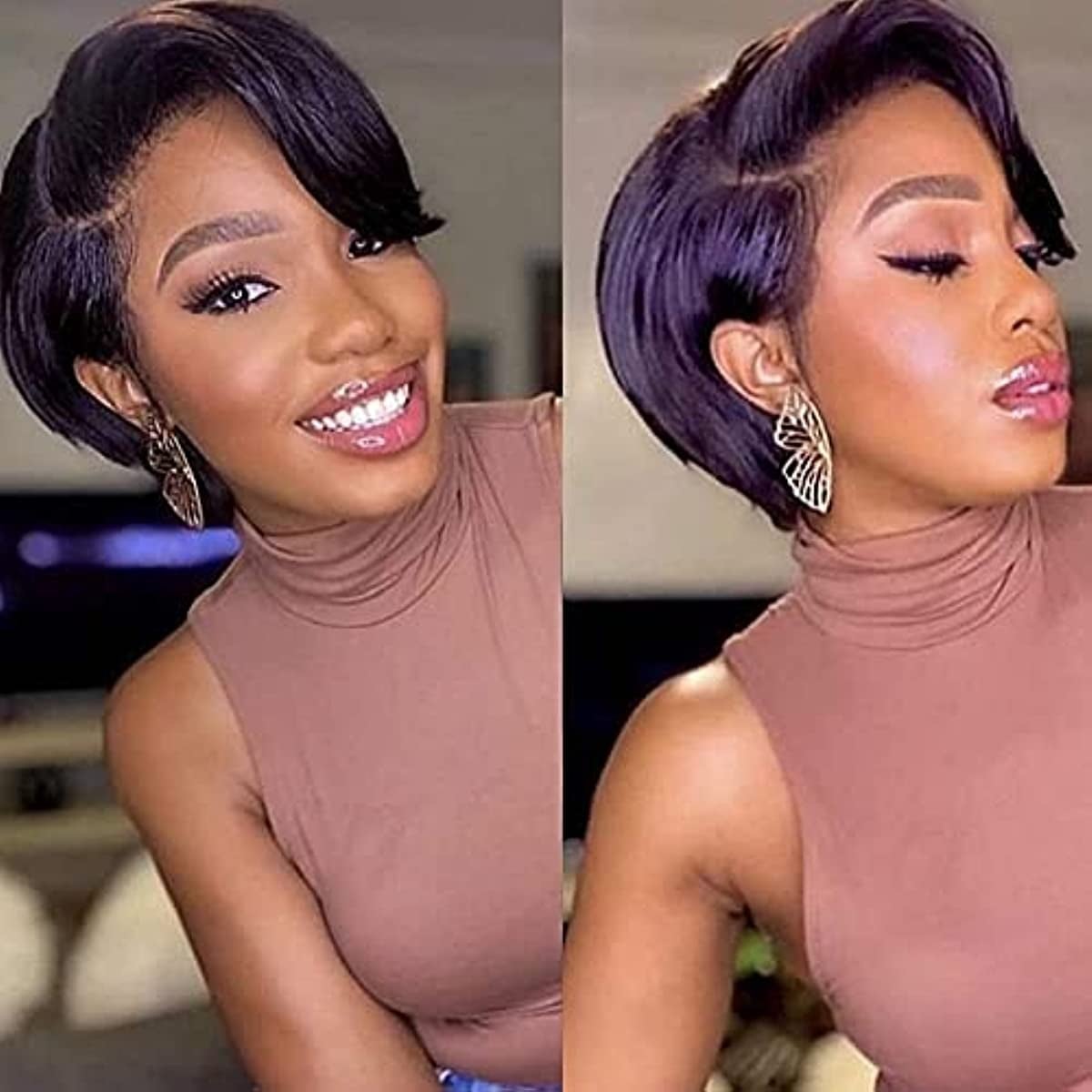 Ear Length Pixie Bob With Side Bangs Ear Length Pixie Bob With Side Bangs — Simple Wig Styles