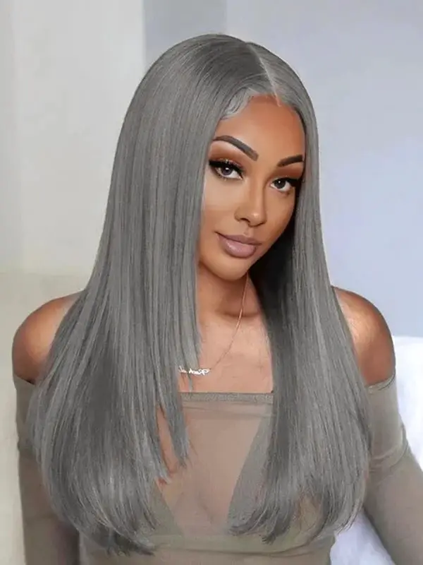 Collarbone Layered Straight Cut In Gray Collarbone Layered Straight Cut In Gray — Simple Wig Styles