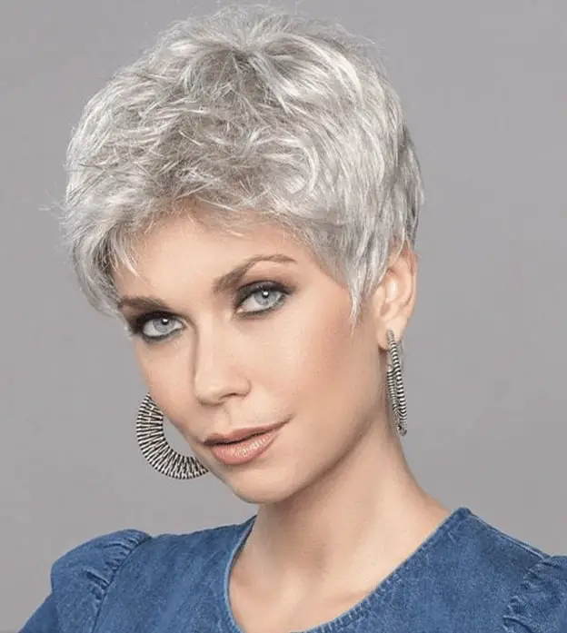 Short Textured Silver Gray Pixie Cut Short Textured Silver Gray Pixie Cut — Simple Wig Styles