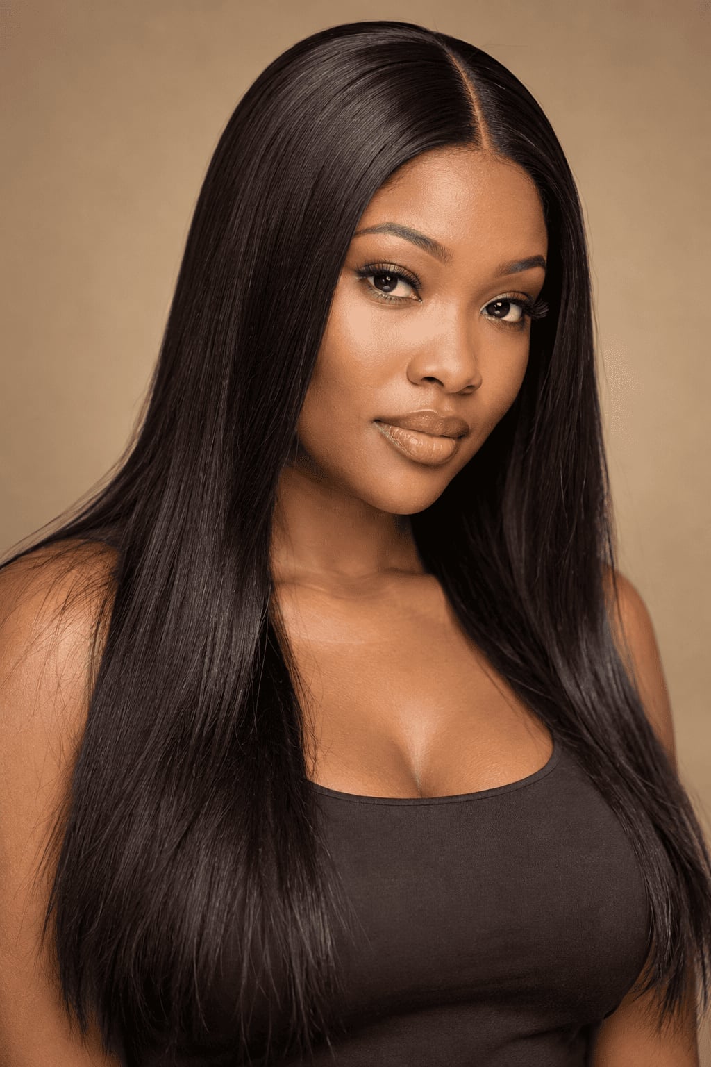 Sleek Mid-Back Straight Black Wig Sleek Mid-Back Straight Black Wig — Simple Wig Styles