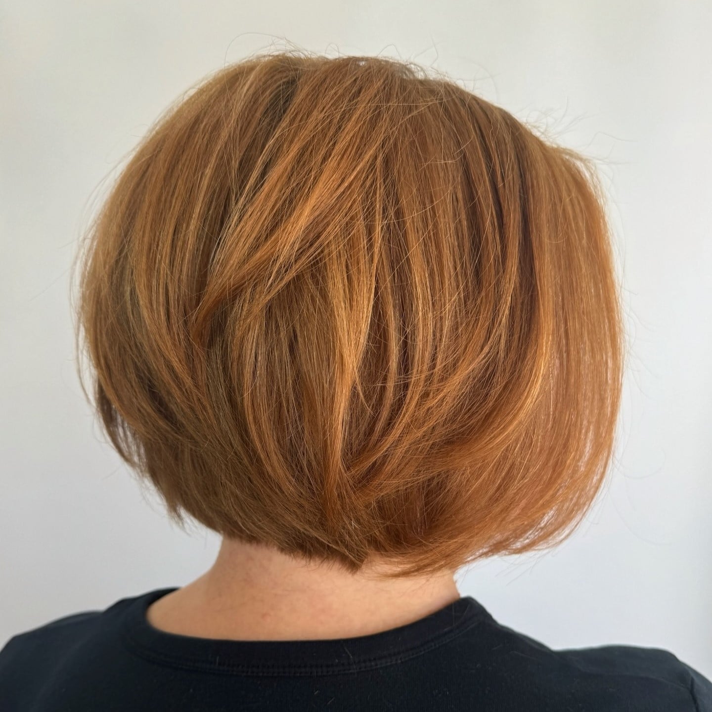Chin Length Layered Bob In Copper Red Chin Length Layered Bob In Copper Red — Simple Wig Styles