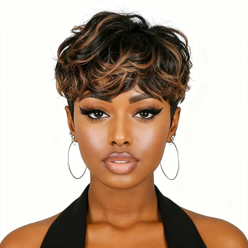 Ear Length Pixie With Short Bangs — Simple Wigs Human Hair