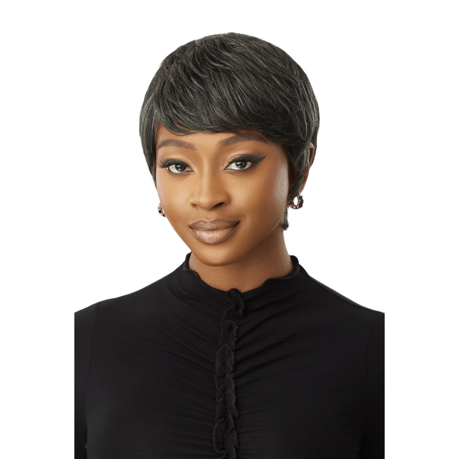 Ear Length Gray Pixie With Side Swept Bangs — Simple Wigs Human Hair
