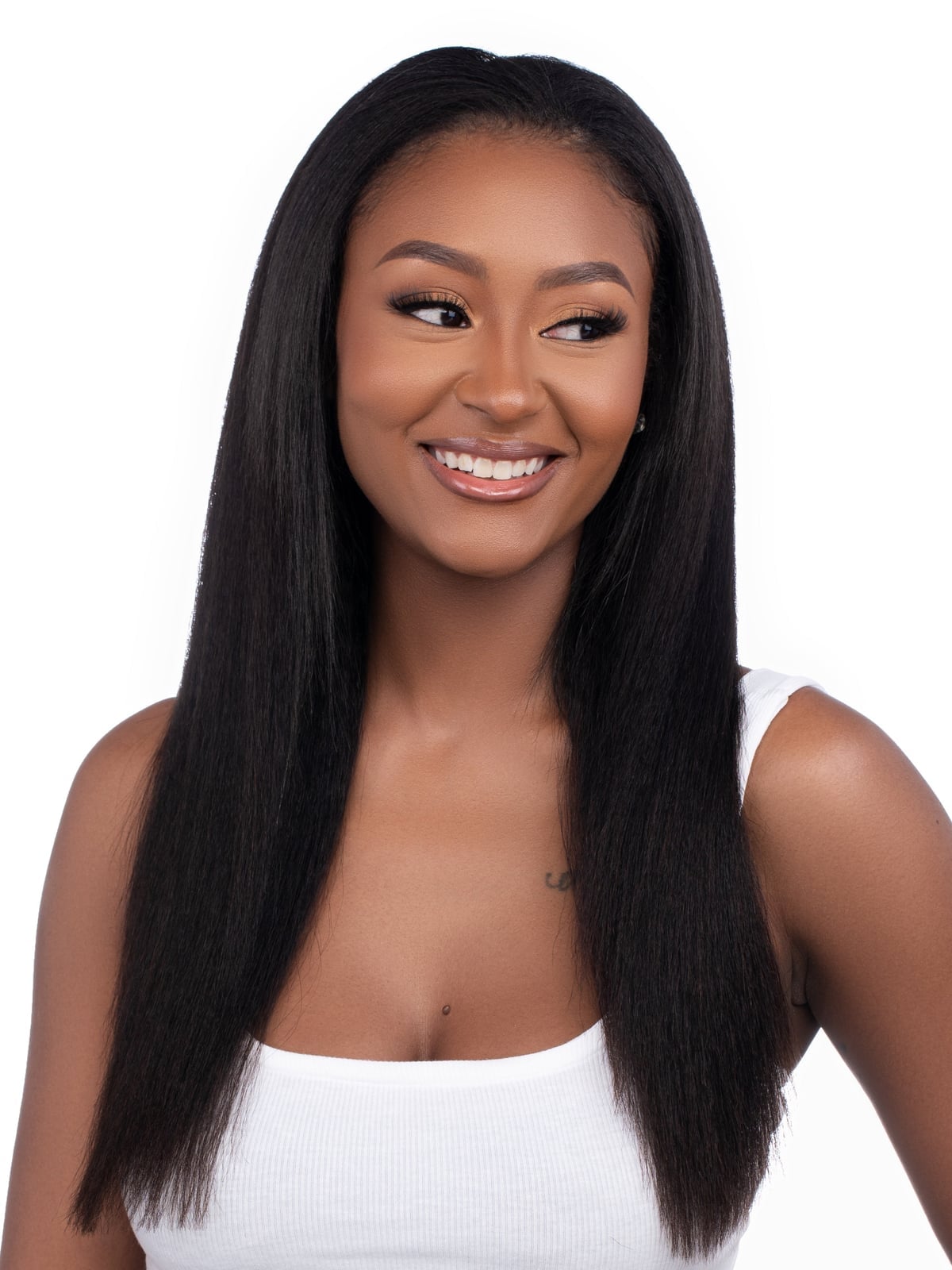 Sleek Shoulder Length Straight Black Wig — Simple Wigs Human Hair