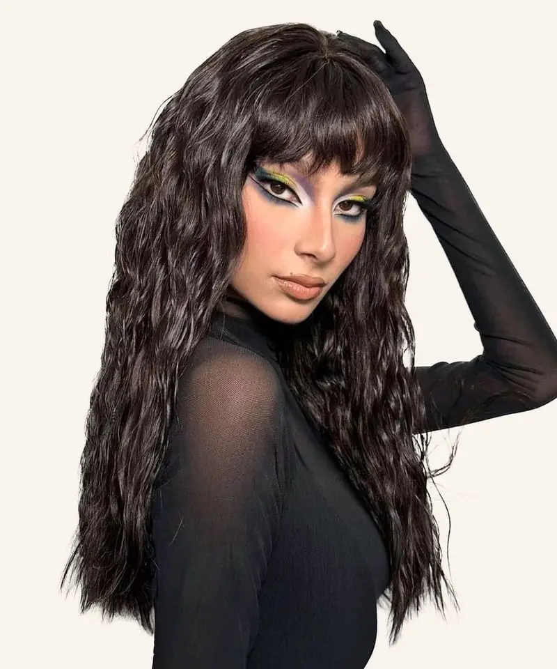 Mid-Back Long Layers With Curtain Bangs — Simple Wigs Human Hair