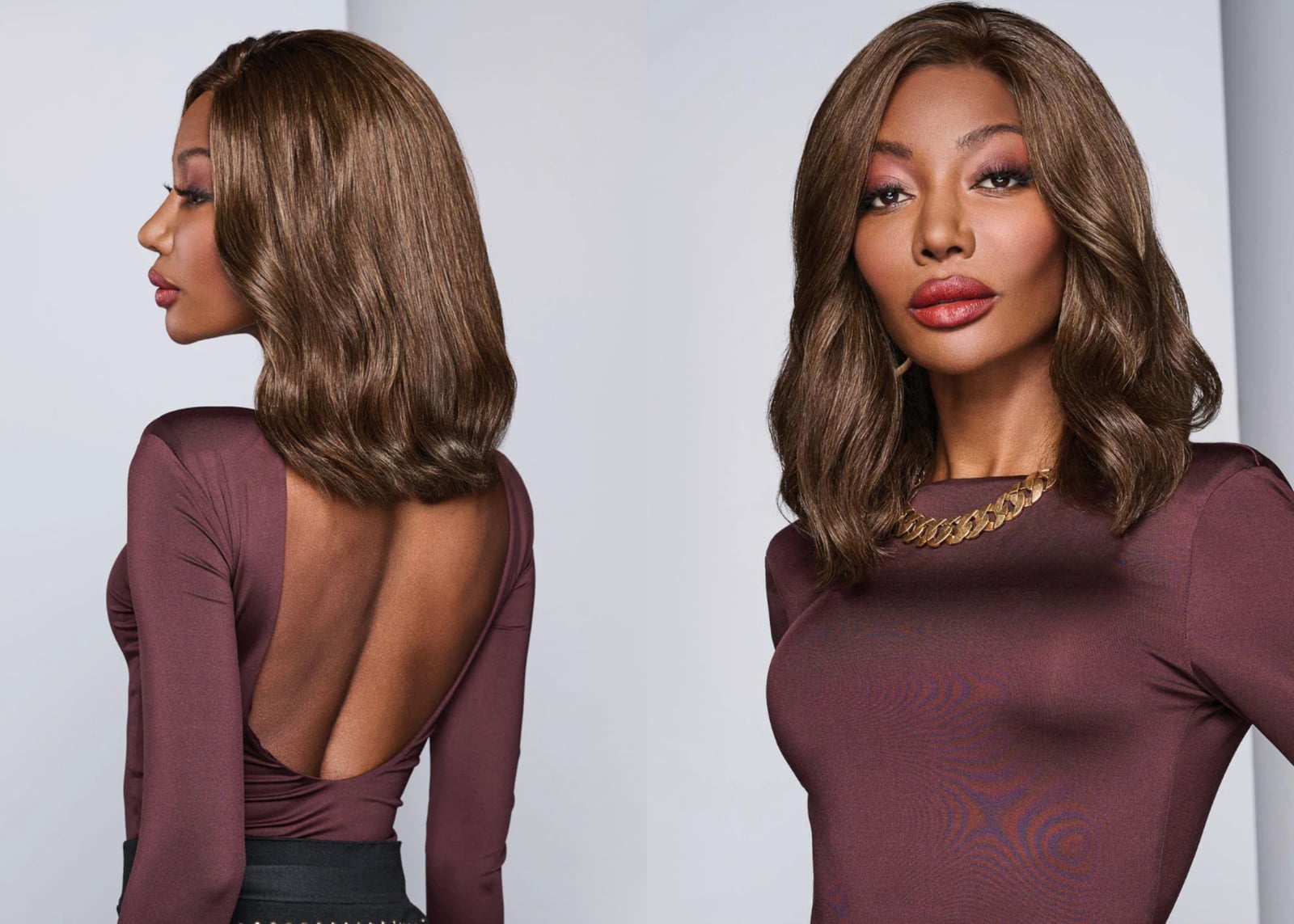 Collarbone Lob With Wavy Curtain Bangs — Simple Wigs Human Hair