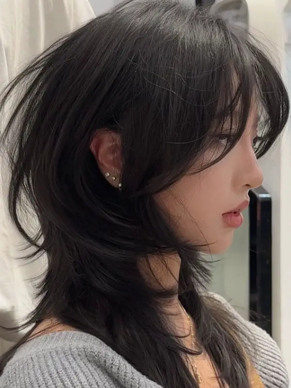 Dark Brown Shoulder Length Wolf Cut With Sharp Layers Dark Brown Shoulder Length Wolf Cut With Sharp Layers — Simple Wolf Cut