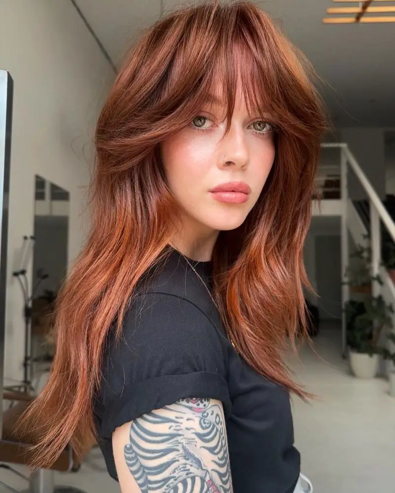 Mid-Back Wolf Cut With Long Layers and Balayage Mid-Back Wolf Cut With Long Layers and Balayage — Simple Wolf Cut
