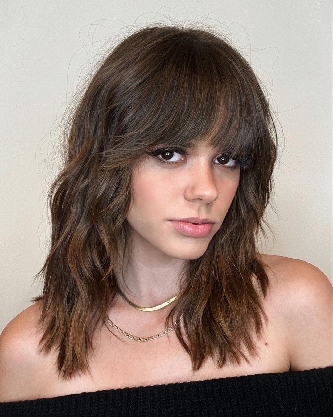Dark Brown Wolf Cut With Face-Framing Layers Dark Brown Wolf Cut With Face-Framing Layers — Simple Wolf Cut