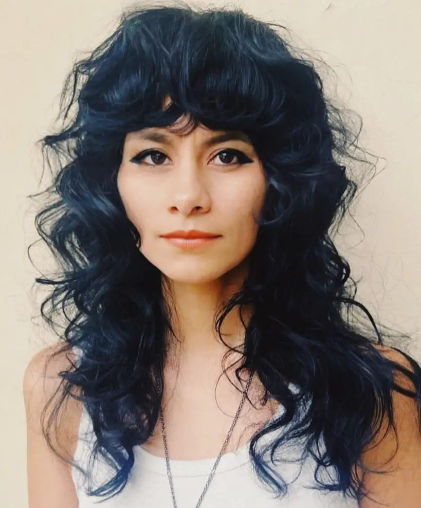Mid-Back Wolf Cut Voluminous Curls — Simple Wolf Cut Curly Hair