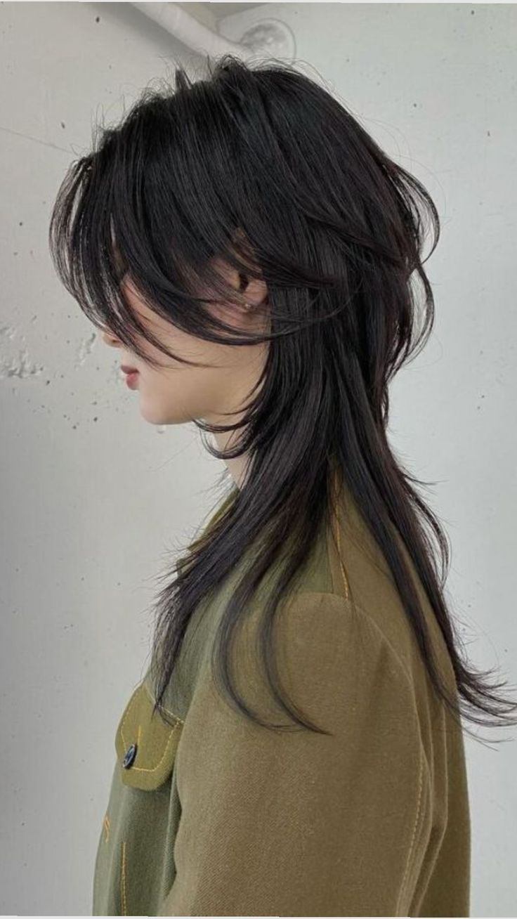 Long Black Wolf Cut With Choppy Layers Long Black Wolf Cut With Choppy Layers — Simple Wolf Cut Hair