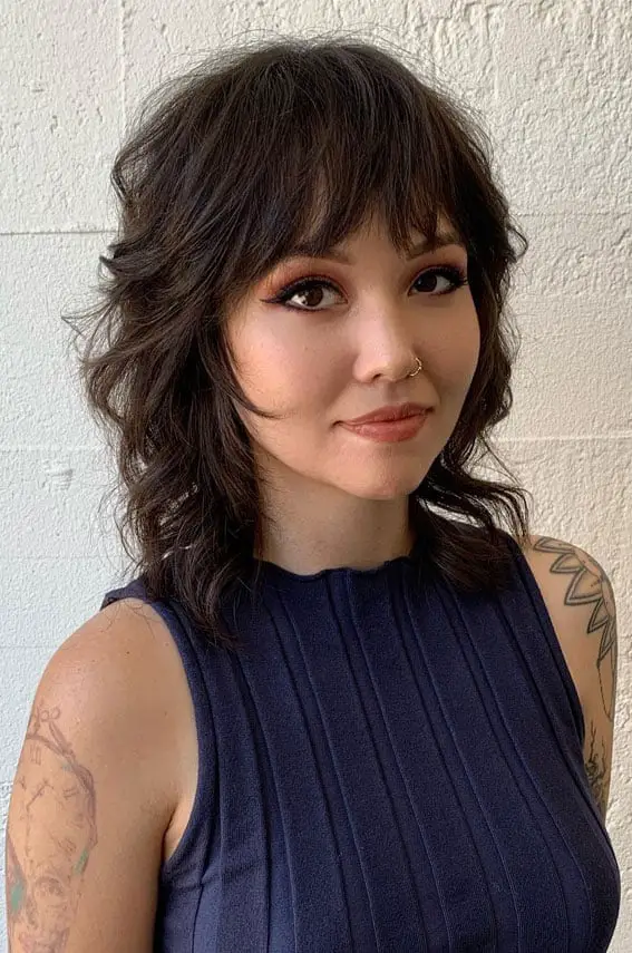 Dark Brown Collarbone Wolf Cut With Face-Framing Layers Dark Brown Collarbone Wolf Cut With Face-Framing Layers — Simple Wolf Cut Hair