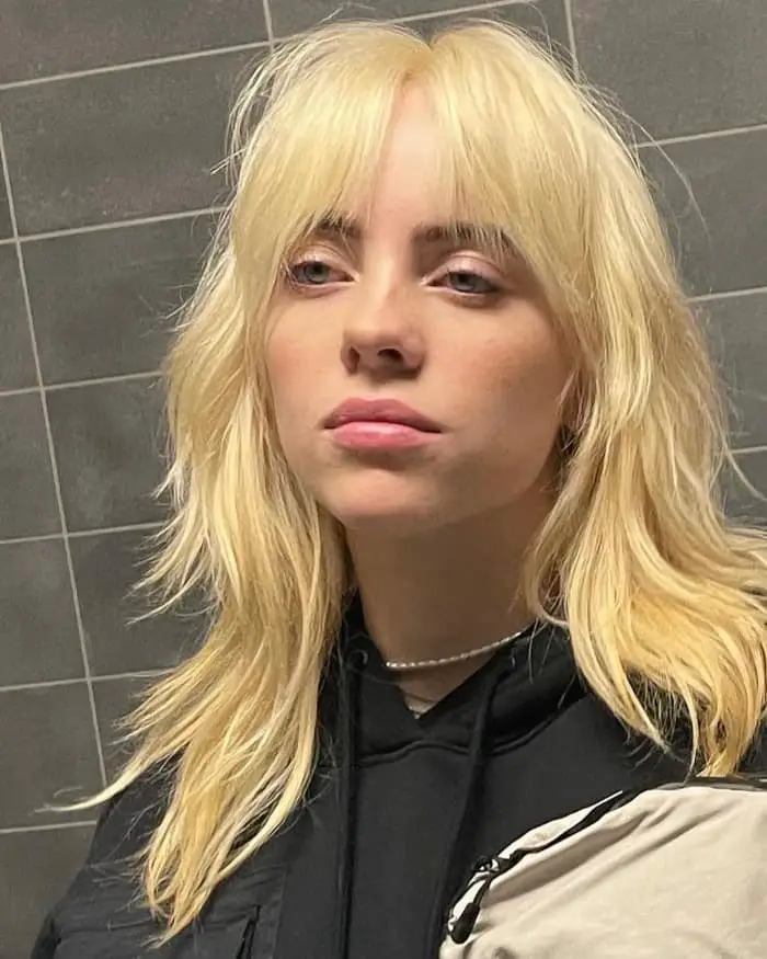 Platinum Blonde Collarbone Wolf Cut With Curtain Bangs Platinum Blonde Collarbone Wolf Cut With Curtain Bangs — Simple Wolf Cut Hair