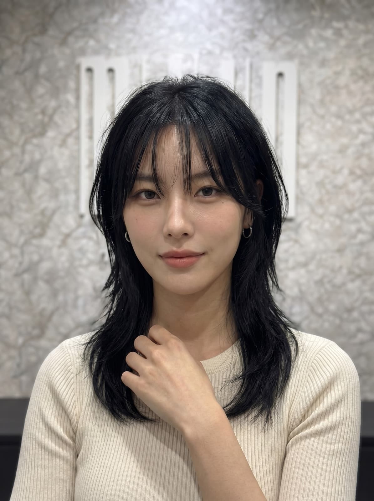 Dark Brown Collarbone Wolf Cut With Curtain Bangs Dark Brown Collarbone Wolf Cut With Curtain Bangs — Simple Wolf Cut Hair