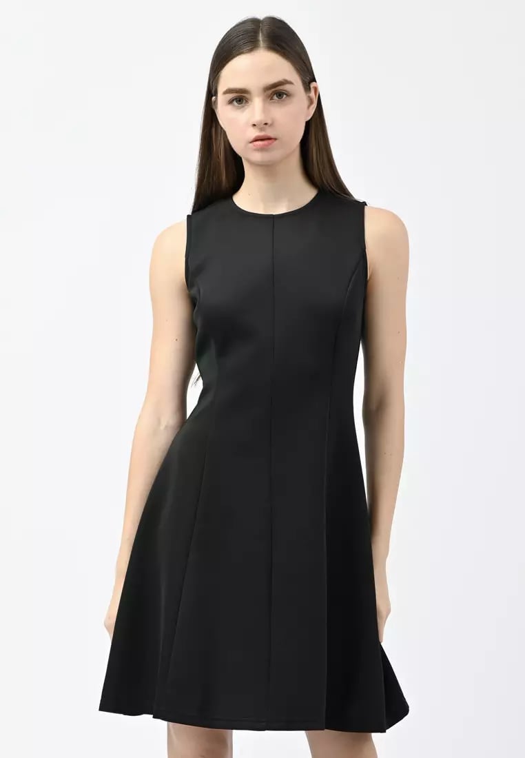 Black Sleeveless Fit-and-Flare Dress Black Sleeveless Fit-and-Flare Dress — Simple Work Dresses