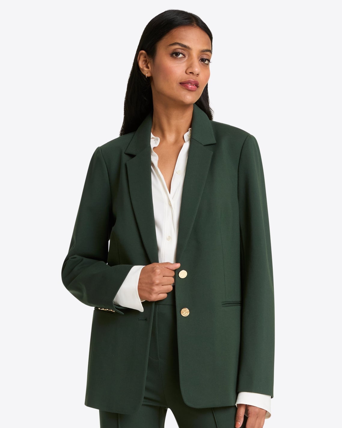 A Dark Green Textured Blazer for a Polished Work Look A Dark Green Textured Blazer for a Polished Work Look — Simple Work Party Outfits