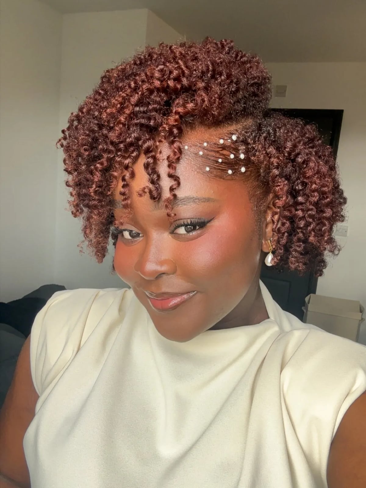 Short Updo With Curly Bangs — Trendy 4c Hair