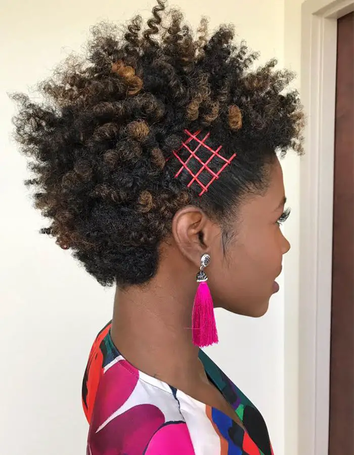 Short Styled Up Afro With Accessory — Trendy 4c Hair