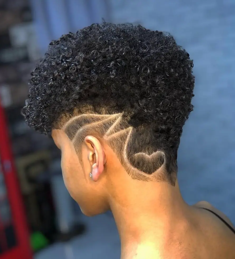 Short Tapered Cut With Shaved Heart Design — Trendy 4c Hair