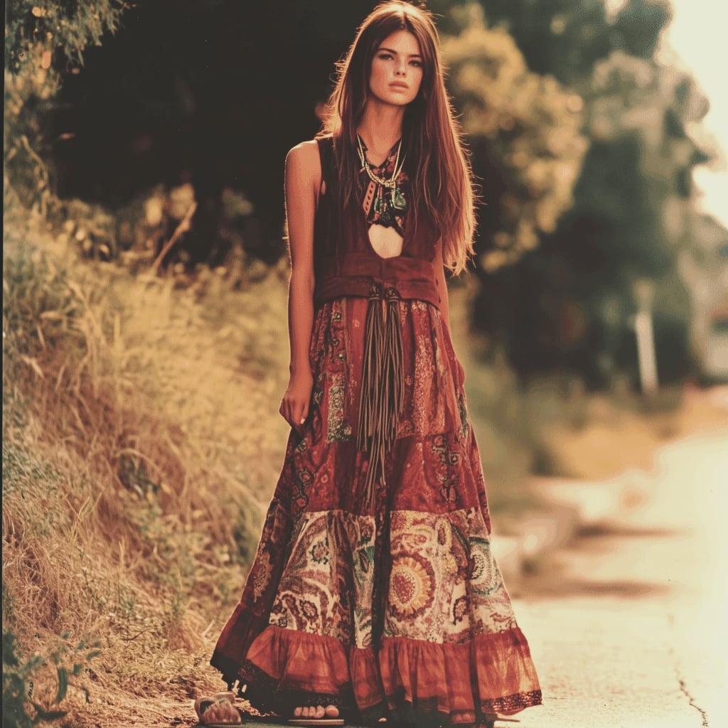 Paisley Maxi Dress with Waistcoat Paisley Maxi Dress with Waistcoat — Trendy 70s Style